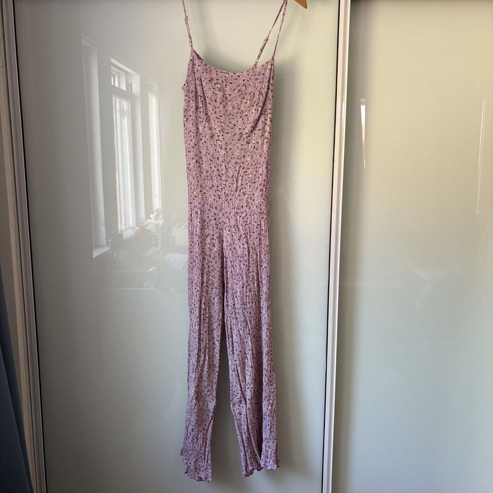 Francesca's Lavender Spaghetti Strap Jumpsuit